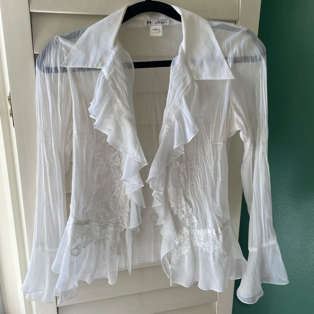 Vintage Flowy White Bell Sleeve Fairy Top